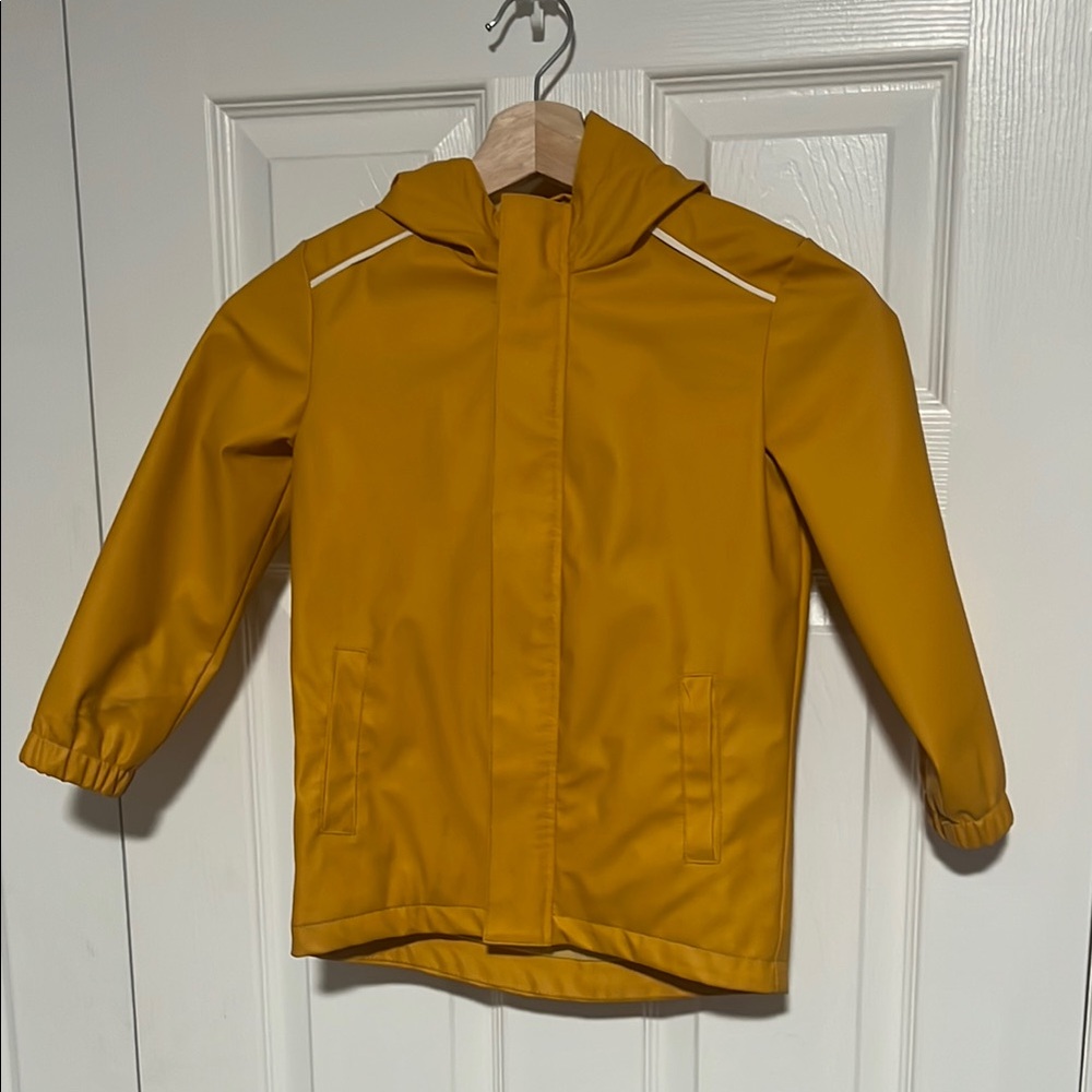 Kids Waterproof Hooded Rain Jacket - Mustard Yellow